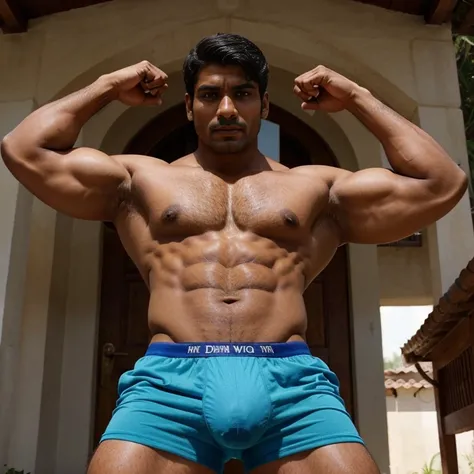 Muscular indian man whose face  obligatory to be seen. y tambien usando boxers con una polla erecta muy grande dentro de el