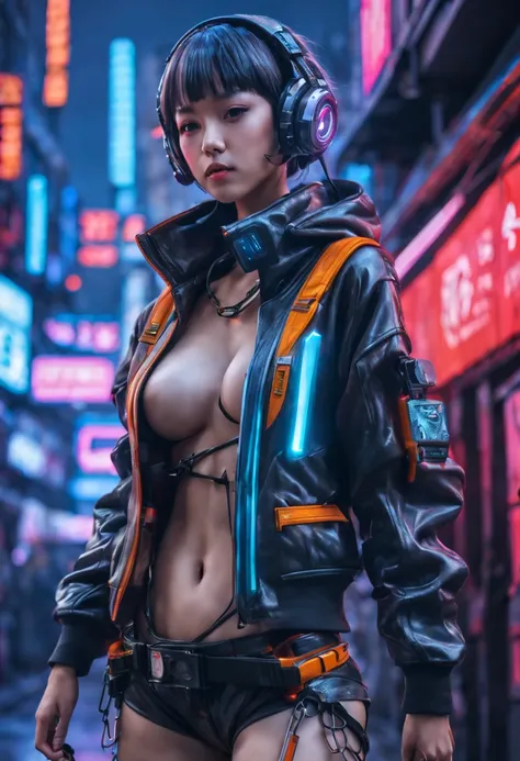 ((extremely delicate and beautiful cybernetic girl)), ((mechanical limb, blood vessels connected to tube, mechanical vertebrae)), ((mechanical cervical attaching to neck)), (wires and cables attaching to neck:1.2), ((mass of wires and cables on head)), ((w...