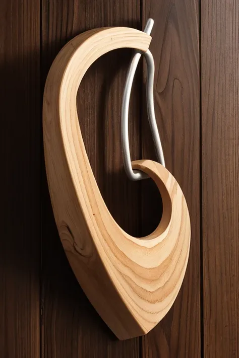 wooden two-pronged curved hook