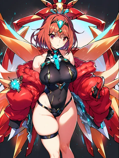 ​masterpiece, top-quality, 1girl in, pyra(Xenoblade), 1girl in, s Armor, bangss, Black Gloves, breastsout, Akame, Mouth closed, 耳Nipple Ring, Eye lashes, Fingerless gloves, Floating hair, Framed chest, Pedras preciosas, gloves, hair adornments, head piece,...