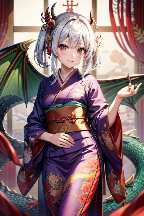 wearing a dragon kimono, Dragon embroidery, shenron,