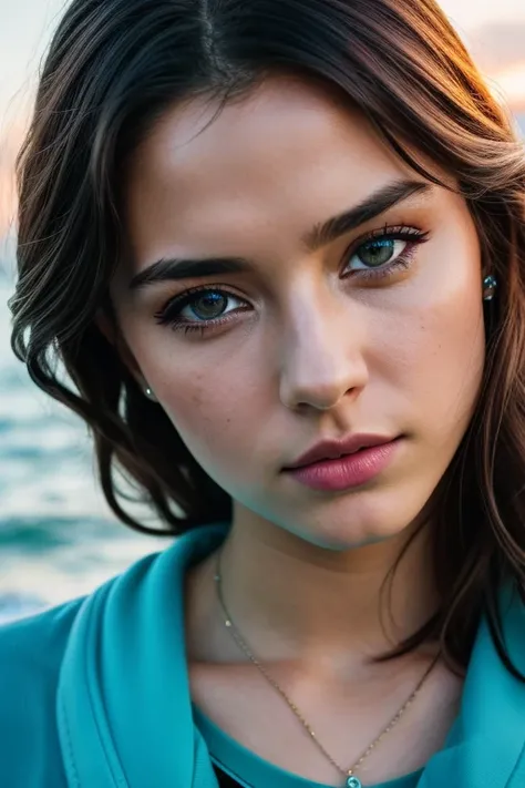 photo de (Emikin:0.99), a woman as a sexy TikTok influencer, Ocean hair, Eyes of the Ocean, angry, Style ModelShoot, (extremely detailed CG unity 8k wallpaper), photo of the most beautiful artwork in the world, Professionnel Majestical (photographie par St...