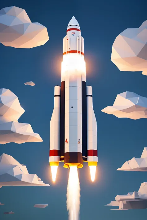 Drawn rocket illustration low poly