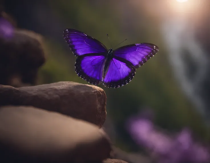 A mesmerizing image of an ethereal, violet luminous sorcerer | Floating gracefully above a serene morning canyon | Evoking a sense of power and the limitless potential of the spirit | Sharp professional UHD shot