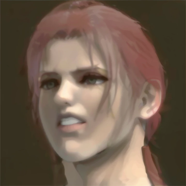 un primer plano de una persona con cabello rojo y fondo negro, Cara de Final Fantasy, Kakyoin, Yayoi Kasuma, Personaje de Final Fantasy, Ealistic sombreado Perfect Face, mullet, attractive androgynous humanoid, androgynous face, Primer plano del personaje,...