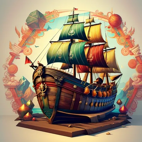 (cute pirate ship with treasure trunk and parrot) stylized identical to 1940 |)), acolchoamento ,multidimensional geometric wall PORTRAIT, arte, Chibi,
Yang016K, lindo,(( cor vermelha predominante, rosa e branco))
Primary works, qualidade superior, melhor ...