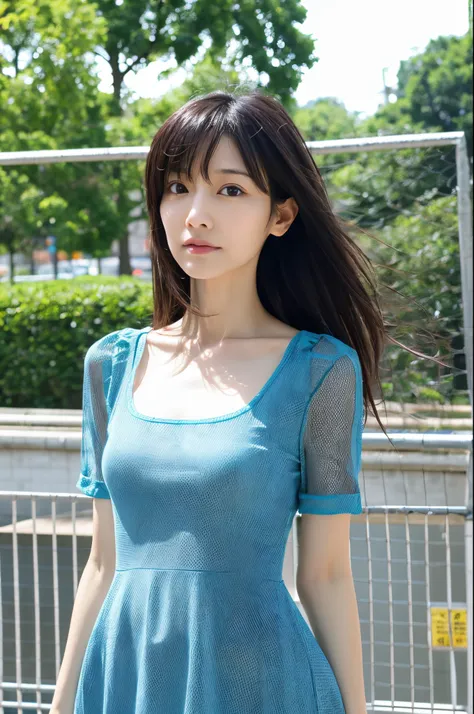 (High reality photograph, high resolusion, detailed face, detailed eyes, various angle) Japanese lady, 40 years old, cute face, skinny figure, very skinny waist, various hair style, tight mesh dress, standing in a various place, full-body photo