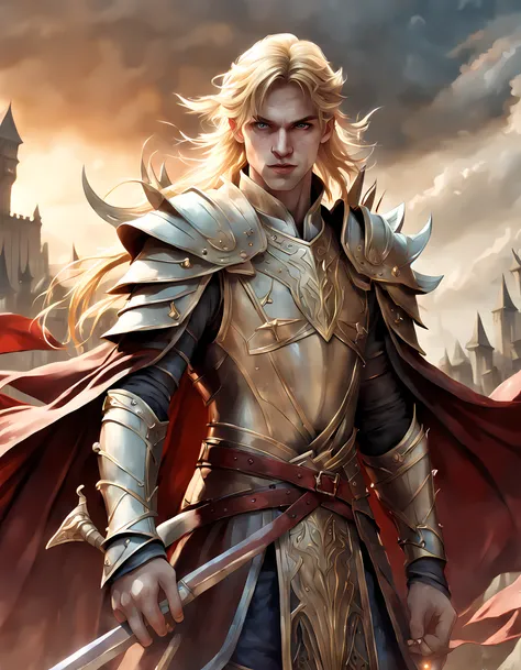 dark fantasy art, dnd art, dark RPG art, wide shot, dirty hero, (masterpiece:1.3), full body, intense details, highly detailed, photorealistic, best quality, highres, portrait of 1(male: 1.4) half elf (fantasy art, Masterpiece, best quality: pale skin, (di...
