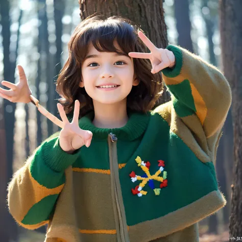 Disney Pixar Boys and Girls＋background winter forest＋Hairstyle boy has two blocks＋hairstyle girl bob＋Peace for both of us