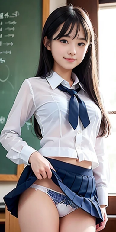 neat college girl、petite person、Outside the field、(Slimed、small tit、flat boobs、small tit)、Photorealsitic、detaileds, Skin Texture, ultra-detailliert、Delicate and sexy collarbone、A smile、Super Detailed Face、Detailed lips、A detailed eye、二重まぶた、White panties ar...