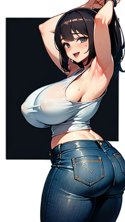 Show off your armpits,girl stained with semen,Twin-tailed,very large breast,Very big ass、torn tanktop,low rise jeans,put out the tongue,torture room,murky,8K,High quality,Super Detail,super precision,Opening Mouth,A smile,