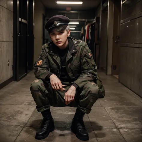 Yoongi de BTS con ropa militar