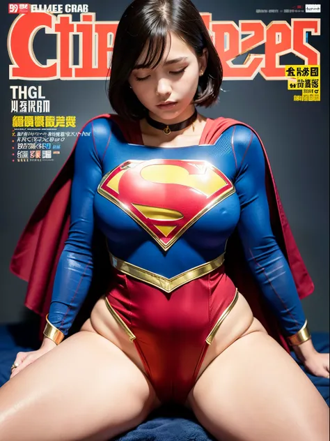 top-quality、​masterpiece,Short-haired Supergirl sleeping during surgery、Plump breasts、Looking at the camera、a choker、bare-legged、MagazineCover、highleg、a miniskirt、Tight costumes、Puzzled、Large open legs、Obscene、Show a glimpse、Fluttering cloak