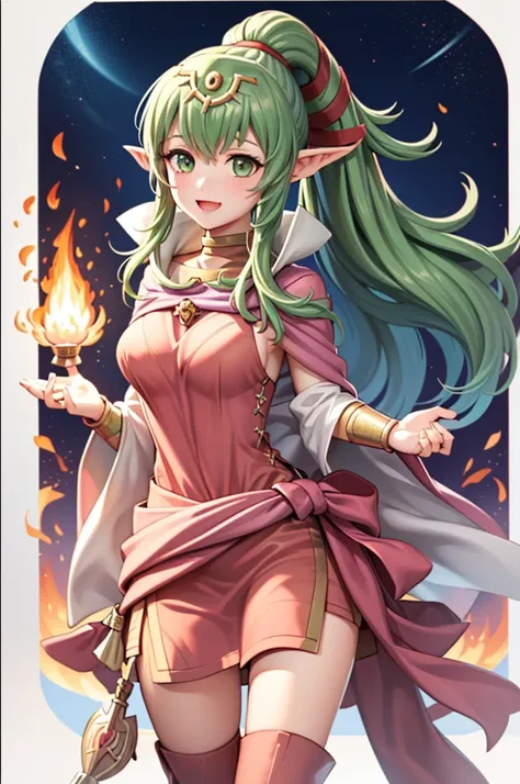 illustration, 1girl, ((((tiki (fire emblem) )))), illyasviel von einzbern, (((fusion))), (((agglutination))), combination, (((he...