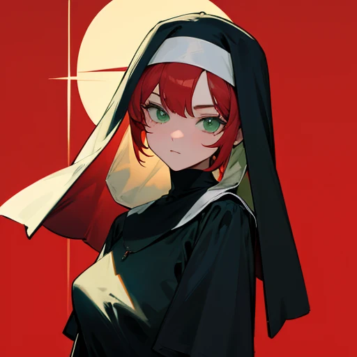 Nun, green eyes, Red hair