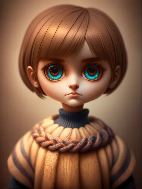 (Best quality,4K,A high resolution,tmasterpiece:1.2),ultra - detailed,(actual,realistically,realisticlying:1.37),medium:pixar-style, Melancholic, Neil, twisted, crawling, (big eyes bust)), Salvador Dal&#39;s paintings have a Tim Burton-esque feel, (uniform...