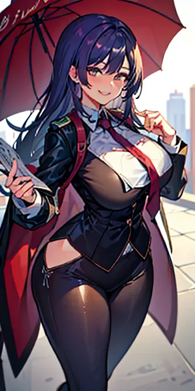 (Masterpiece: 1.6, Best Quality), (Fine and Beautiful Eyes: 1.2), (Overhead), High Quality, Beautiful Face, 1girl, Leather Tight Skirt, Extra Large Leather Jacket, Big Tits, Long Hair, Wide Hips, (Landscaped), Street, Background, Detail Background, Spooky ...