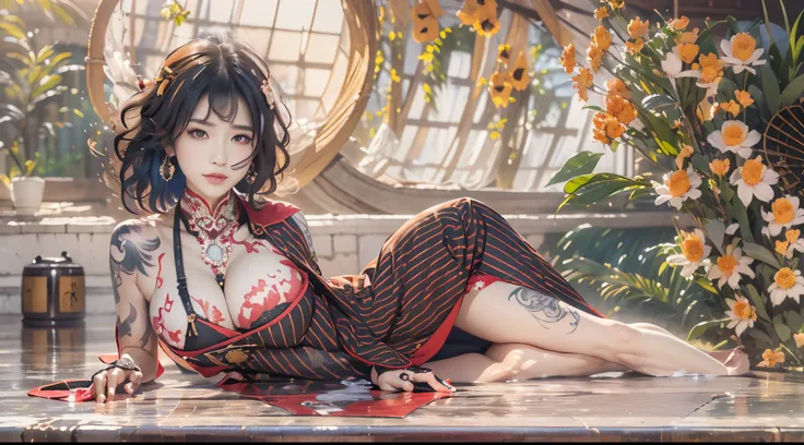 Full body like,fully tattooed,,Kimono,kyoto,Luxury prostitute lying down,Wandering girl,Rubbing your,grabbing on breasts,Hairstyle random drawing,hair color random,Full body,,orientalism,buzzed、fractal light、,1 female,,japanese kimono,,Underwear,,Tattoo on...