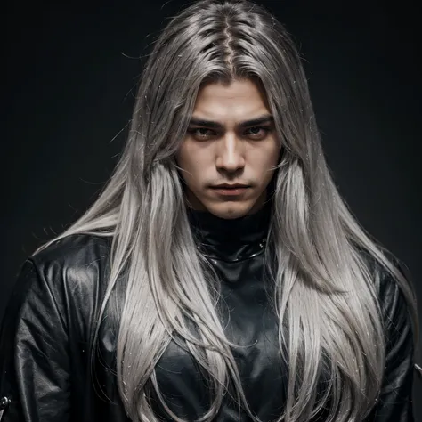 A man human werewolf, long messy silver hair, a bit bulky, Muzaka from noblesse manhwa.