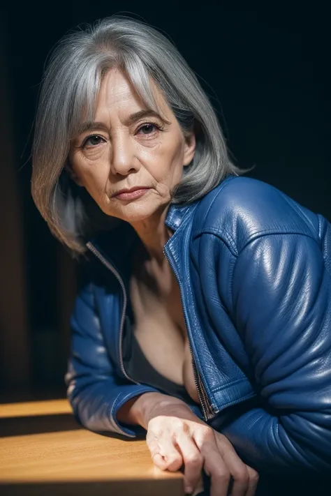 65 years old,(A MILF:1.2), a captivating gaze,(((long old gray hair))),Brown eyes, (A lot of wrinkles on her face:1.4), (There are many wrinkles on her chest1.4),Old Woman, Detailed wrinkles (8K, High resolution,ultra-quality, An ultra-high picture quality...