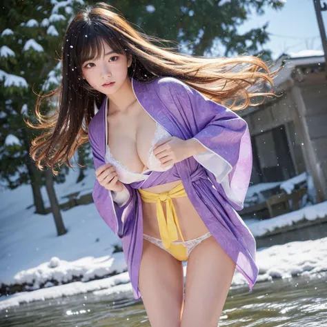 (Purple kimono)、(top-quality,​masterpiece:1.3,超A high resolution,),(ultra-detailliert,Caustics),(Photorealsitic:1.4,RAW shooting,)Ultra-realistic capture,A highly detailed,high-definition16Kfor human skin、 Natural Skin Texture、、The skin looks healthy with ...