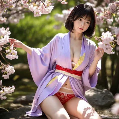 (Purple kimono)、(top-quality,​masterpiece:1.3,超A high resolution,),(ultra-detailliert,Caustics),(Photorealsitic:1.4,RAW shooting,)Ultra-realistic capture,A highly detailed,high-definition16Kfor human skin、 Natural Skin Texture、、The skin looks healthy with ...