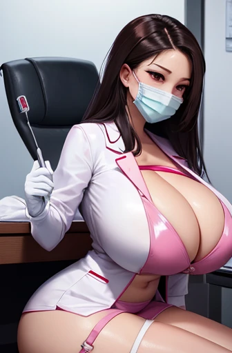 hospital, latex nurse suit,nurses,busty,gloves,labcoat,darkhair woman, pink eyes , gigantic boobs ,medical instruments,asian nurse,two nurses,speculum,examination room,oversize boobs,mask ,big ass ,strap on, lay on table ,legs spreaded,giving birth,gyno ch...