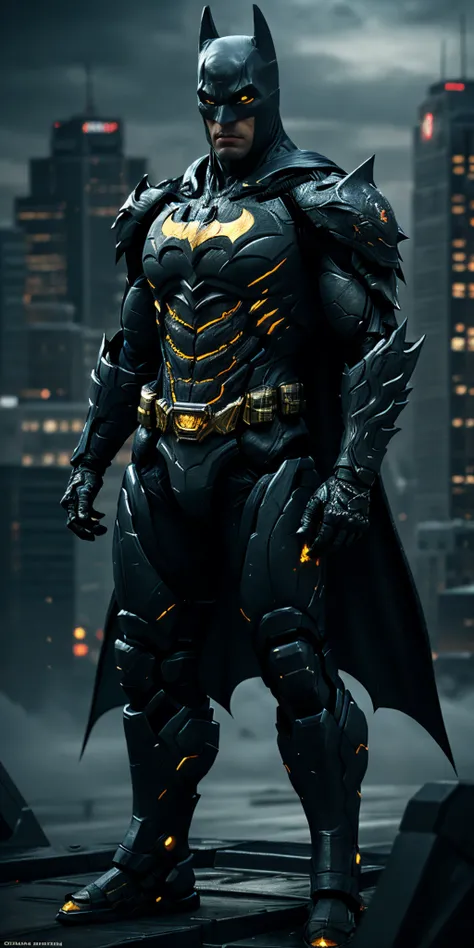 batman standing on top of the building in Gotham city at night, badass suit batman, ornate hitech batman armor, 8 k high detail concept art, portrait of batman, trending on artstation 4k, batman portrait, amazing 8k character concept art, trending on arts...