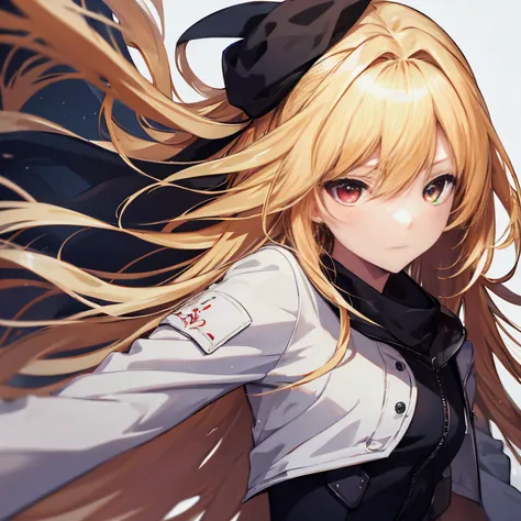 (masutepiece:1.2, best quality),  [girl, manteau, expressioness, , girl with long blonde hair,red eyes, blonde anime girl with l...