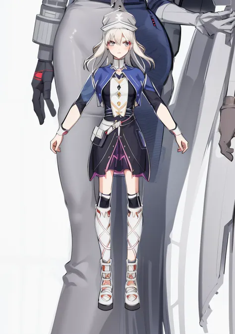 woman wearing short skirt and boots, full body character drawing, detailed full-body concept, Clean anime silhouettes, clear outfit design, line art behavior hd, full body concept, clothing design, Whole body diagram, full body detailing, Anime full body i...