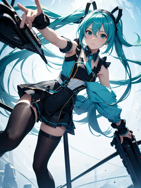 miku hatsune,Spinning kick,（Dais Great Adventure)Maam&#39;s costume,Black tights