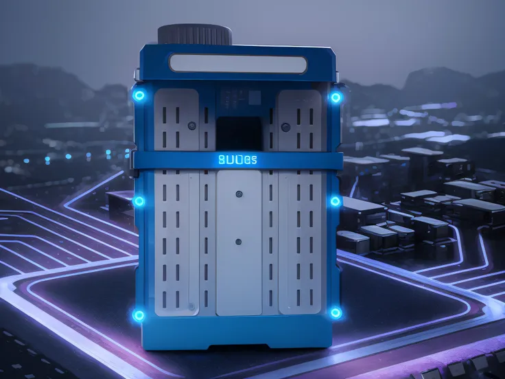 blue closeup，Blue sluggish ones at the top, on a dark background, Security robot delivery, Detailed picture, Bottom view a, blue backdrop, author：Shen Zhou, sirius, 150MP, 1 5 0 o&#39;bell, close up photograph, sci-fi vending machine, sci-fi vending machin...