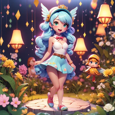 Chibi Figure Queen Rihanna Arch-Angel Sparrow_bird_with_open_wings flying cherry_blossom wings_spread_upwards CherryTree unrealengine5 ultra Cinamatic ultra_high-def Van_Gogh Masterpiece town woodland deep path church equirectangular nature ultra_high-res ...