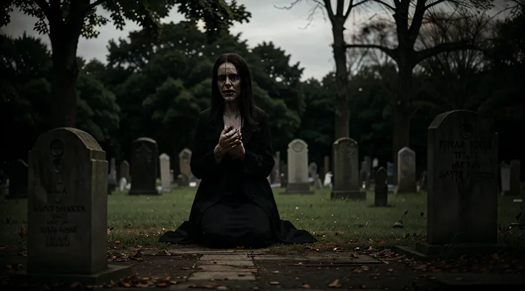 sinister image of a lost soul in a cemetery, fotografia de filmes de terror