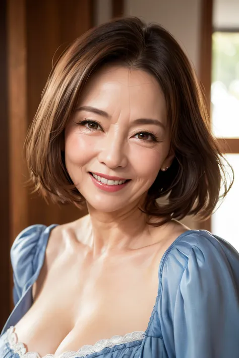 (masterpiece:1.2), high definition, high quality,(60-year-old woman:1.2)、(wrinkles on the face:1.2)、beautie,princess dress, puff...