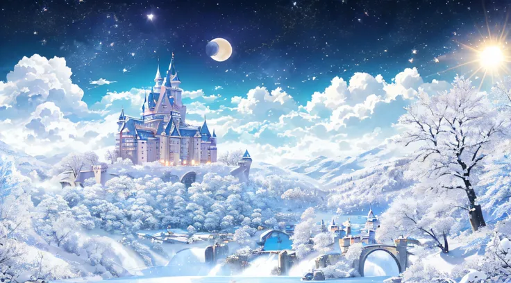 tmasterpiece、high high quality、actual、landscape shot、realistically、Detailed pubic hair、Just like photos、The castle shines in the sky、Castle of the Sky God、sky city castle、Glory Castle、Castle above the clouds、cherry tree々a lush castle，hemmed、Sakura blizzard...