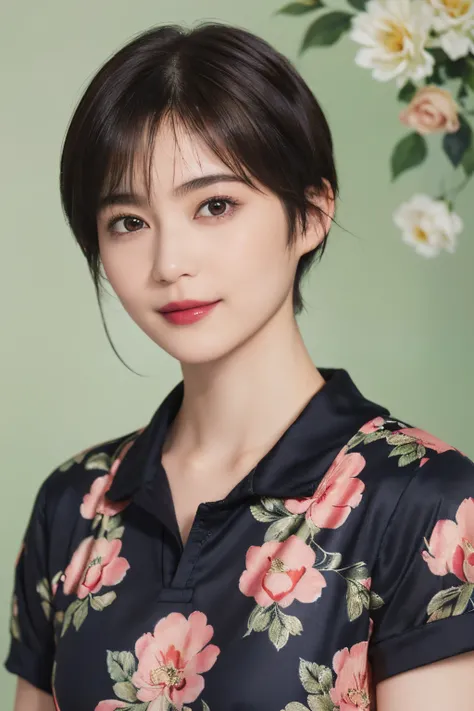 130
(a 20 yo woman,Wearing sportswear), (A hyper-realistic), (high-level image quality), ((beautiful hairstyle 46)), ((short-hair:1.46)), (Gentle smile), (brest:1.1), (lipsticks), (florals), (Large room), (florals), (painterly)