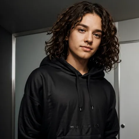 (CURLY HAIR) (SOFT FACE) MALE (BLACK HOODIE) DIAMOND FACE SHAPE