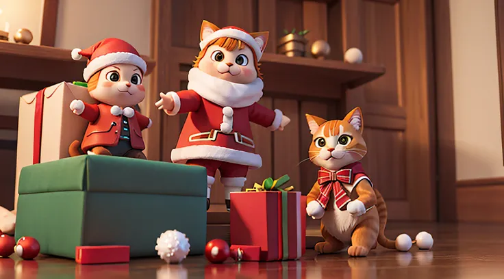 3d rendered、Cats、Christmas