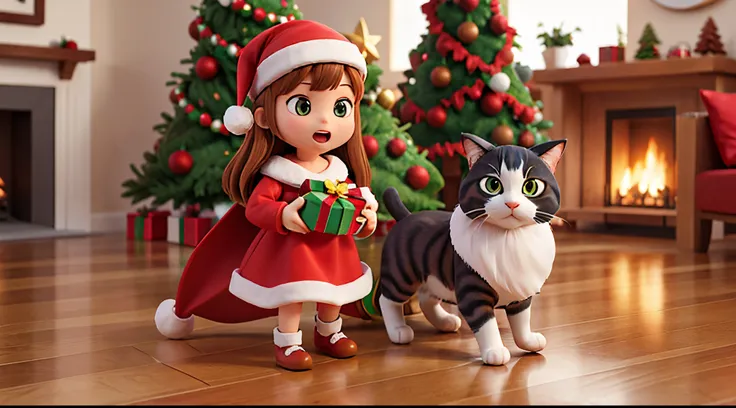 Christmas with cats　3d rendered