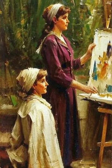 oil paintintg of a modest women in the mid century well detailled and very high quality