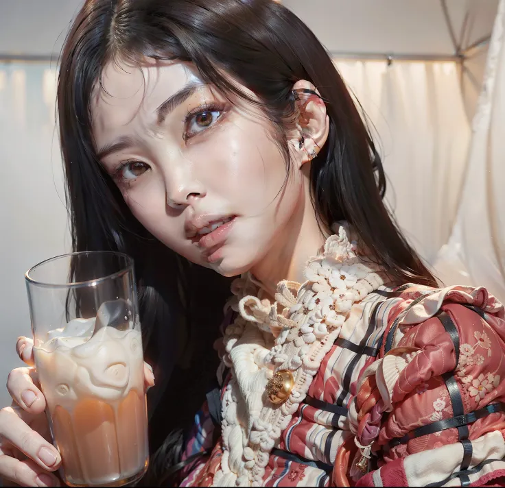 woman holding a glass of coffee in front of her face, Blackpink Jennie, ulzzang, Jaeyeon Nam, dilraba dilmurat, Heonhwa Choe, Hermosa mujer surcoreana, Jossi de Blackpink, Jinyoung Shin, Parque Roseanne de Blackpink, maquillaje popular de Corea del Sur, tz...