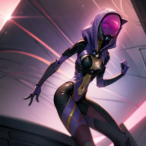 anime-inspired, anime, 1quarian, tali, pink-tinted visor, slender, beautiful hips, chibi,