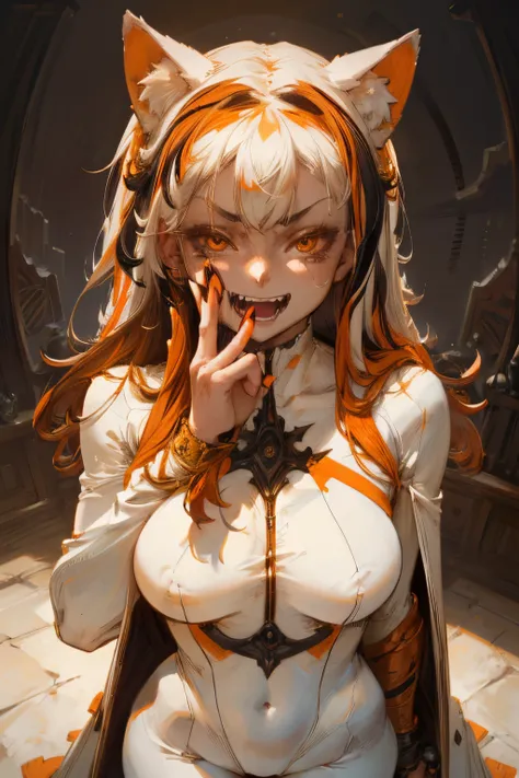 (perfect face:1.1), (very detailed eye), masterpiece,best quality,only 1girl, evil grin,naugty face,Vampirism,Vampire,(Fangs:1.2),Claws,Pale Skin,Bats, cat ear, Seductive expression, Be red in the face, blush, crazy smile(1:2), drools(1:3), teardrop(1:3), ...