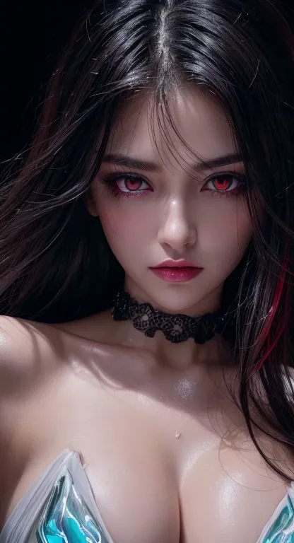 top-quality、8K、ultra-detailliert,Cinematic Light, hight resolution, best qualtiy, ultra-detailliert, Detailed face, (Quality with attention to detail, Hyper Detailed, masutepiece, (Detailed face), red eyes glowing、light shines into the eyes、Clean face, Sex...