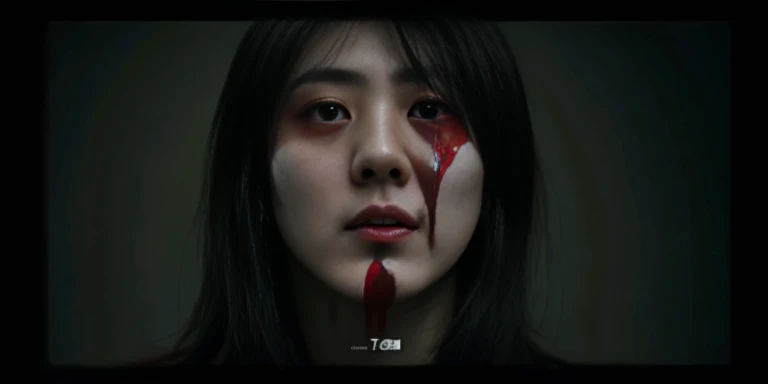 One&#39;s face  bleedinan with bleeding nose, Still from live-action movies, ren、mizore、bloody face, japanese horror movie footage, Bloody face, Face shooting, japanese live action movie, Deformed face, horror face, japanese horror, japanese vfx, Scenes fr...