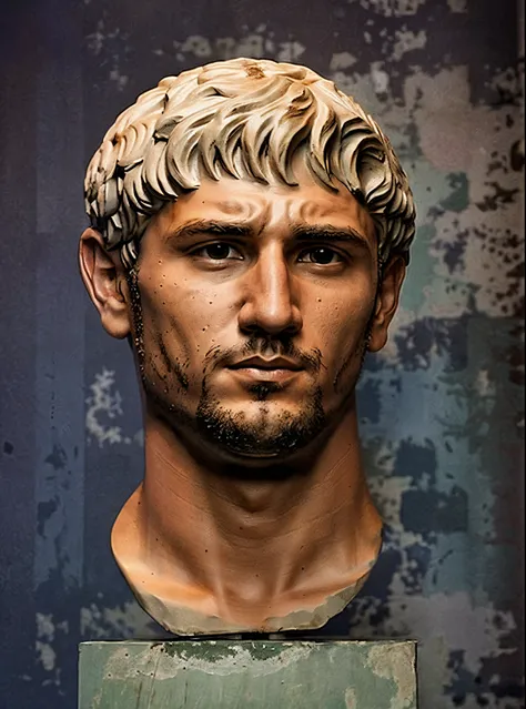 arafed head of a statue of a man, male face and bust, roman emperor, roman face, bust with a beautiful neck, bust, inspired by Romano Vio, roman, greco roman statue, a portrait of @hypnos_onc, young greek man, inspired by Augustus Dunbier, inspired by Piet...