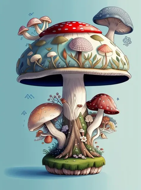 (cute mushroom with flowers and trees) Munchkin ,Geometric multidimensional wall portrait, livro de arte, Tchibi,
Yang08k, Beautiful, Colouring,
Obras, of the highest quality, best quality, Arte Oficial, Beautiful and Aesthetic,