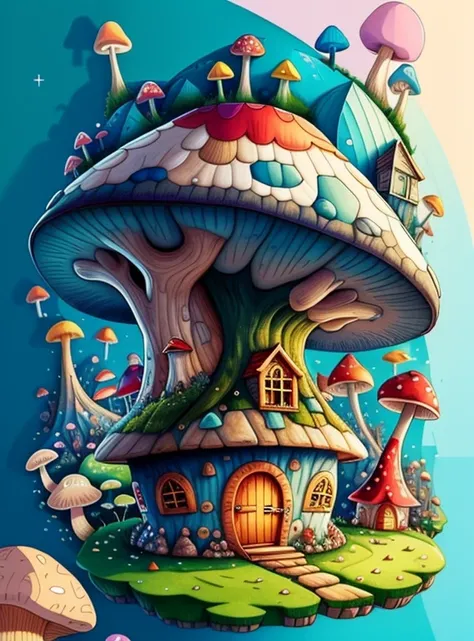 (cute mushroom house in a beautiful florest) Munchkin ,Geometric multidimensional wall portrait, livro de arte, Tchibi,
Yang08k, Beautiful, Colouring,
Obras, of the highest quality, best quality, Arte Oficial, Beautiful and Aesthetic,