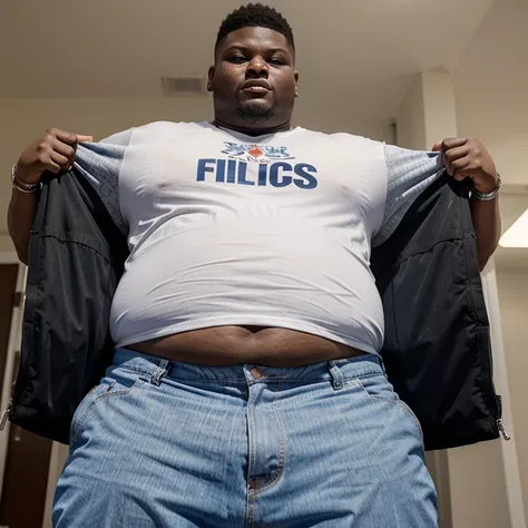 Extremely & visibly Fat 950+ pound Zion Williamson with his belly hanging out of his clothes and  visible.